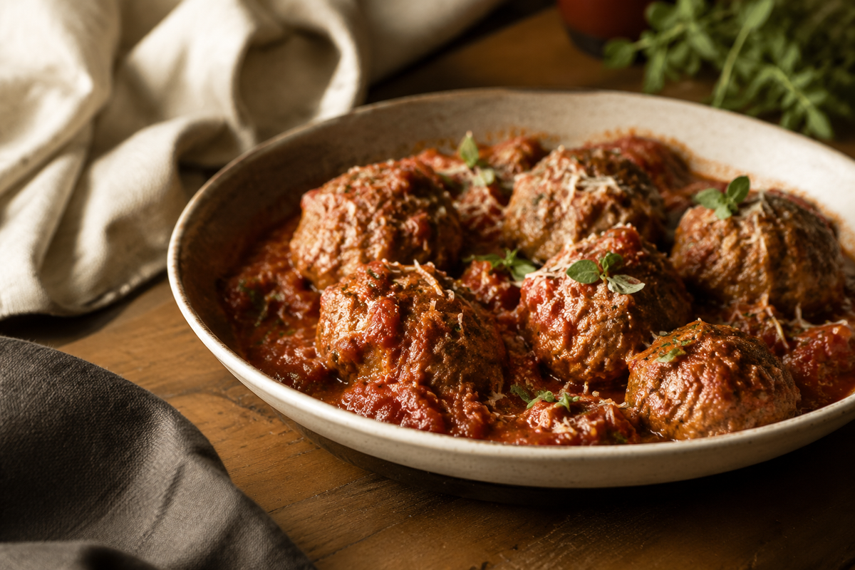 Tuscan-spiced Sunday gravy meatballs