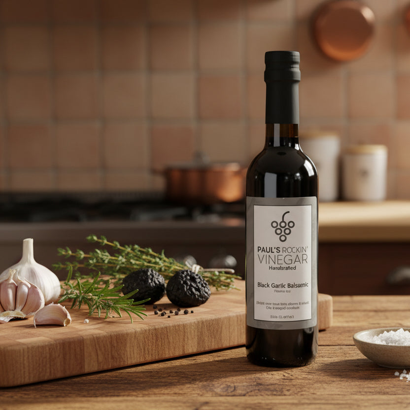 Paul Cullen black garlic balsamic bottle